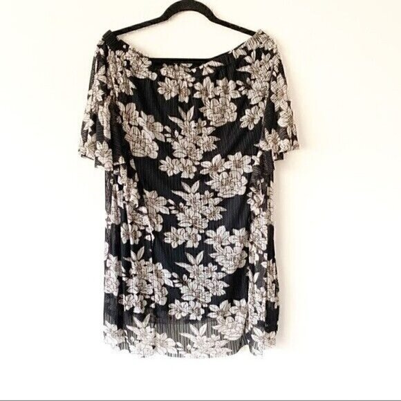 NEW Moon River Dress Size Small Women's Off Shoulder Floral Mini Black & White - Picture 4 of 7